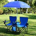 Foldable Picnic Beach Camping Double Chair umbrella Table Cooler Fishing Fold Up
