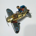 1940 Marx Superman Rollover Plane Tin Litho Wind-up Toy Chrome Gold Vg Works