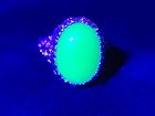 10k Vintage Uranium Glass Ring Jade Green Domed Cab Yellow Gold Size 7