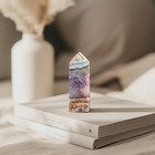 Natural Amethyst Lace Agate Crystal Tower Point Healing Stone Obelisk Home Decor