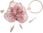 Fascinator Hat Clip With Flower   Feather     Women   s Tea Party Wedding Headpiece