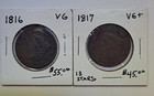 Lot 20  U s  Large Cents 1816-1854 Circulated G-vf