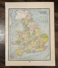 1900 Atlas Map England Wales Spain Portugal 11x14 5   antique Full Color 124yr Old
