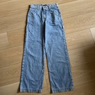 Vtg Y2k 90s Guess Girls Sz 12 Light Wash Cargo Wide Leg High Waisted Denim Jeans