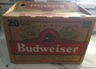 Vintage Budweiser Cardboard Flip Top 20 Bottle Case Box Empty Bar Decor