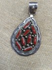 Signed Vintage Native American Navajo Sterling Silver Red Coral Pendant