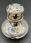 Antique Vintage Sterling Silver Overlay Glass Perfume Bottle