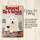 Samoyed Wine Bar Sign Funny Sip   Scratch Metal Tin Dog Handmade Wall Art Gift