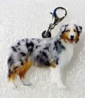 Australian Shepherd Dog Standing Flat Acrylic Charm Zipper Pull Jewelry
