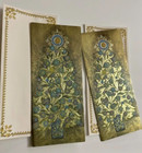 2 Vintage Foil Embossed 1960 Christmas Tree Holiday Greeting Card Gold Envelopes
