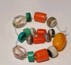A Strand Of 17 Ancient Agate  Crystal   Antique Coral  Amber  Turquoise Beads