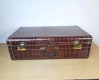 Vintage Embossed Leather Faux Crocodile Alligator Suitcase 25 5 x 15 5 x8 5 