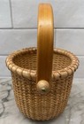 Vintage Small Nantucket Style Basket With Swing Handle