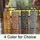 Thick Lighter Case Cover Holder Sleeve Pouches Metal Hollow Flower Golden
