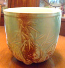 Vintage 1940s Mccoy Art Pottery Pine Cone Jardiniere Brown Aqua   Brown