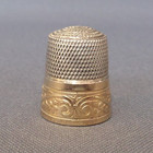 Antique Sewing Thimble Sterling Silver   Gold Art Nouveau Design Hallmarked Tt