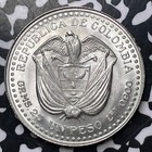 1956 Colombia 1 Peso Lot mk243 Silver  High Grade  Beautiful 