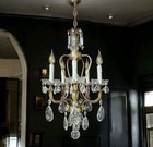Vintage Antique French Brass Crystal Chandelier Light Ceiling 5 Light    15 in