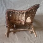 Wicker Dollhouse Armchair Miniature Furniture Beige Brown Accents 12 In