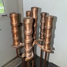 5 Piece Vintage Copper Fireplace Tool Set  4 Tools   Stand Nice Heavy