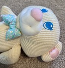 Vintage Fisher Price 1994 Cream Cozies Thermal Waffle Bear Plush Bow Tie