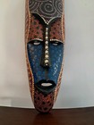 Wall Mask African Jamaican Hand Carved Dots Polka Colorful Tribal Tiki 21  High 