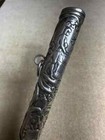 Antique Victorian Dutch Silver Knitting Needle Sheath     Ornate Wedding Scene