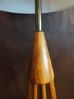 Mcm 1960s Danish Mid Century Modern Large Teak Wood Table Lamp Atomic Cone