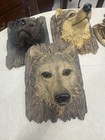 Three Artificial Resin Wolf Heads  Very Detailed Great For Den Or Man Cave    