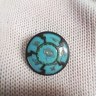 Antique Blue Buttons Blue Glass And Metal Floral Design Matching Set Of 4