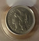 1870 3 Cent Nickel Pcgs Ms60 Ddo   Rpd Fs-101 fs505 
