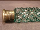 1800 s Victorian Double Perfume Bottle Scent Cologne Cut To Clear Green Glass