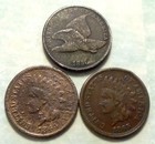 3set  1858 Sl Eagle 1864 L  1865 Fancy 5 Indians-rare Versions Civil War-damaged