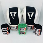 Title Boxing Gel Black Bag Gloves 14 Oz   6 Hand Wraps Bag Training Mma Ufc