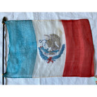 Rare Mexican Silk Flag From 1930s On Its Original Stick  8 5 X 5 5  