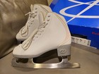 Girls Size 4 White Snow Riedell Sparkle Figure Skates 9 Blade Lightly Used
