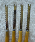 Vintage Stainless Steel Fork-tip Knives Butterscotch Bakelite Handles Set Of 4
