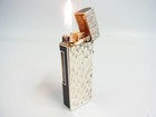 Working Dunhill Rollagas Lighter Black Lacquer Silver Dome 2pcs Flints  b821