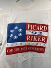 Vintage 90 s Star Trek Vote Picard   Riker 92 T Shirt Size Large Election Shirt