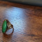 Vintage Women   s Oval Green Malachite Bezel-set Ring  Silver Tone  1 Stone