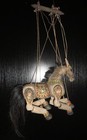 Vintage Antique Large Wooden Horse Marionette String Puppet W Real Horse Hair