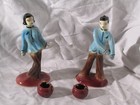 Vtg Set 2 Asian Figurines Made In Japan Hand Painted 6    Man   Woman W water Pots
