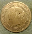 1859 Canada Large Cent Narrow 9 Lovely Circulated Brown Queen Victoria Penny