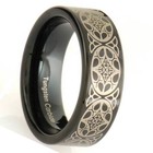 8mm Black Tungsten Carbide W  Gold Celtic Stripe Etch Band Men Wedding Ring