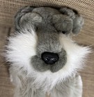 Fao Schwarz Gray Schnauzer Puppy Dog Stuffed Animal Plush Beanbag Laying