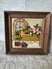 Vintage Embroidered Plants Framed Artwork Set Of 2 Circa 1970 s Wood Frames