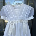 Vintage Girls Dress Off White Ruffles Lace Bows Custom Made Size 6   6x