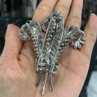 3 00ct For Art-deco Brooch Pin Round Cut Real Moissanite 14k White Gold Plated