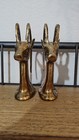 Vintage Mid Century Modern Pair Of Ibex Heavy High Gloss Brass Bookends