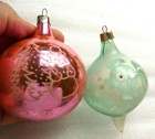2 Old Vintage Antique Glass Ussr Christmas Ornaments Xmas Tree Decorations Balls